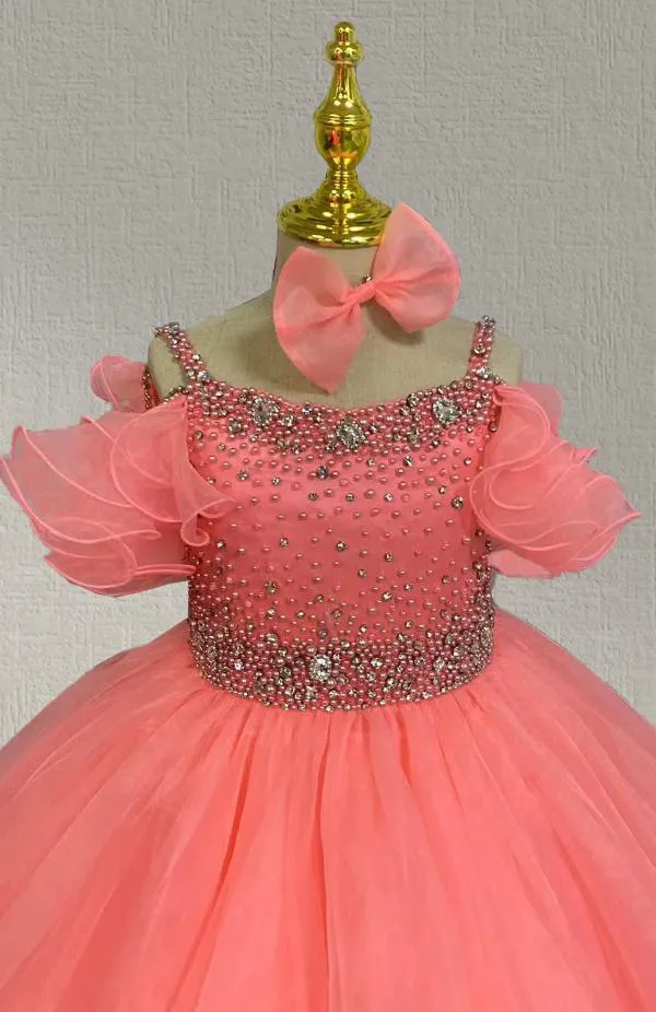 Sparkly Exquisite Preteen Coral Prom Dress Pageant