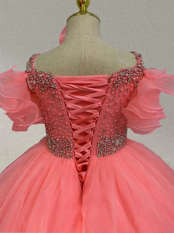 Sparkly Exquisite Preteen Coral Prom Dress Pageant