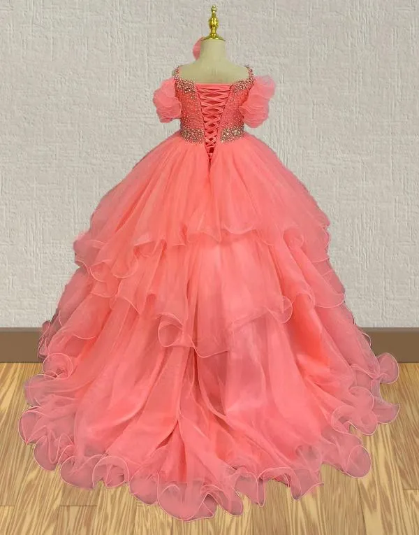 Sparkly Exquisite Preteen Coral Prom Dress Pageant