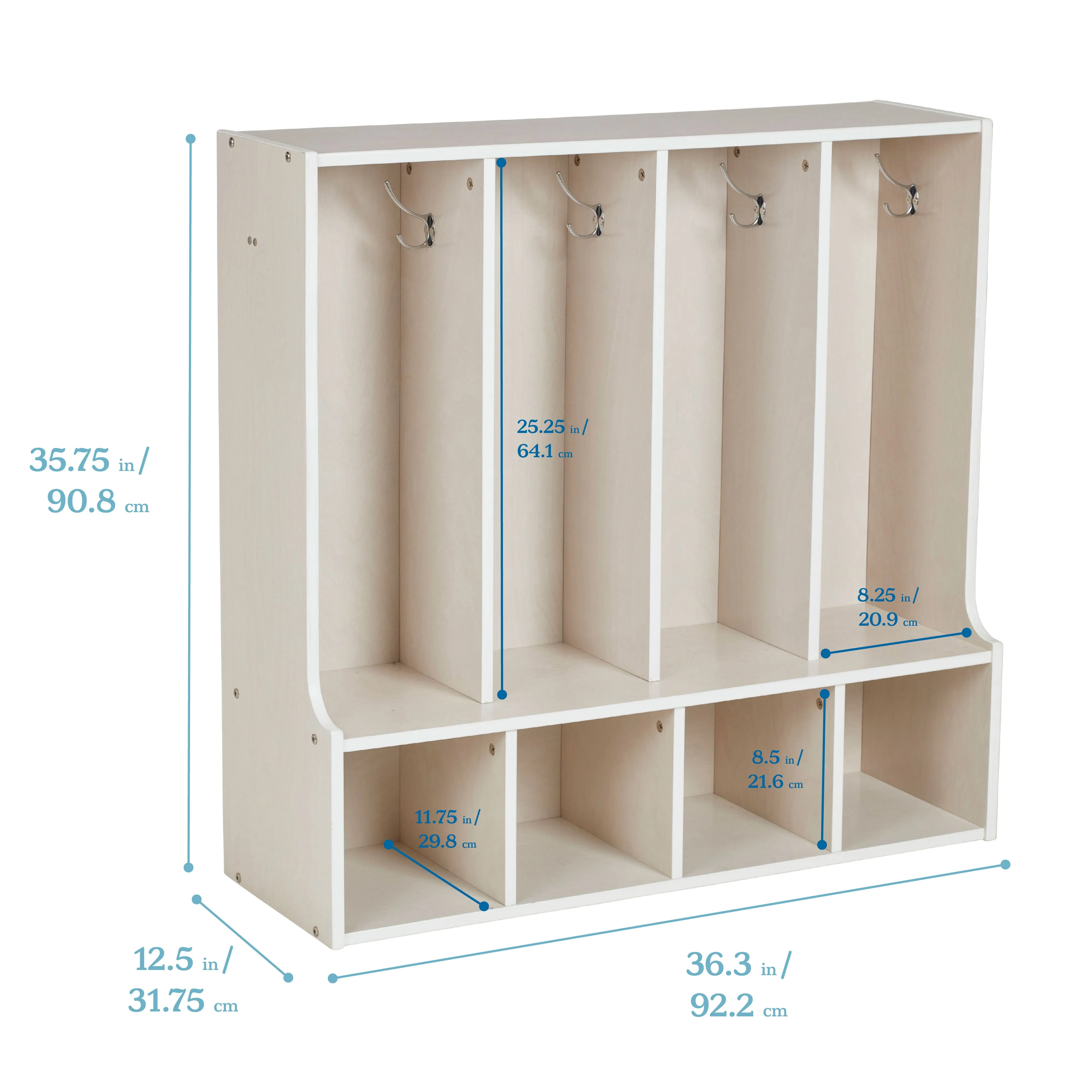 Streamline 4-Section Toddler Coat Locker with Bench