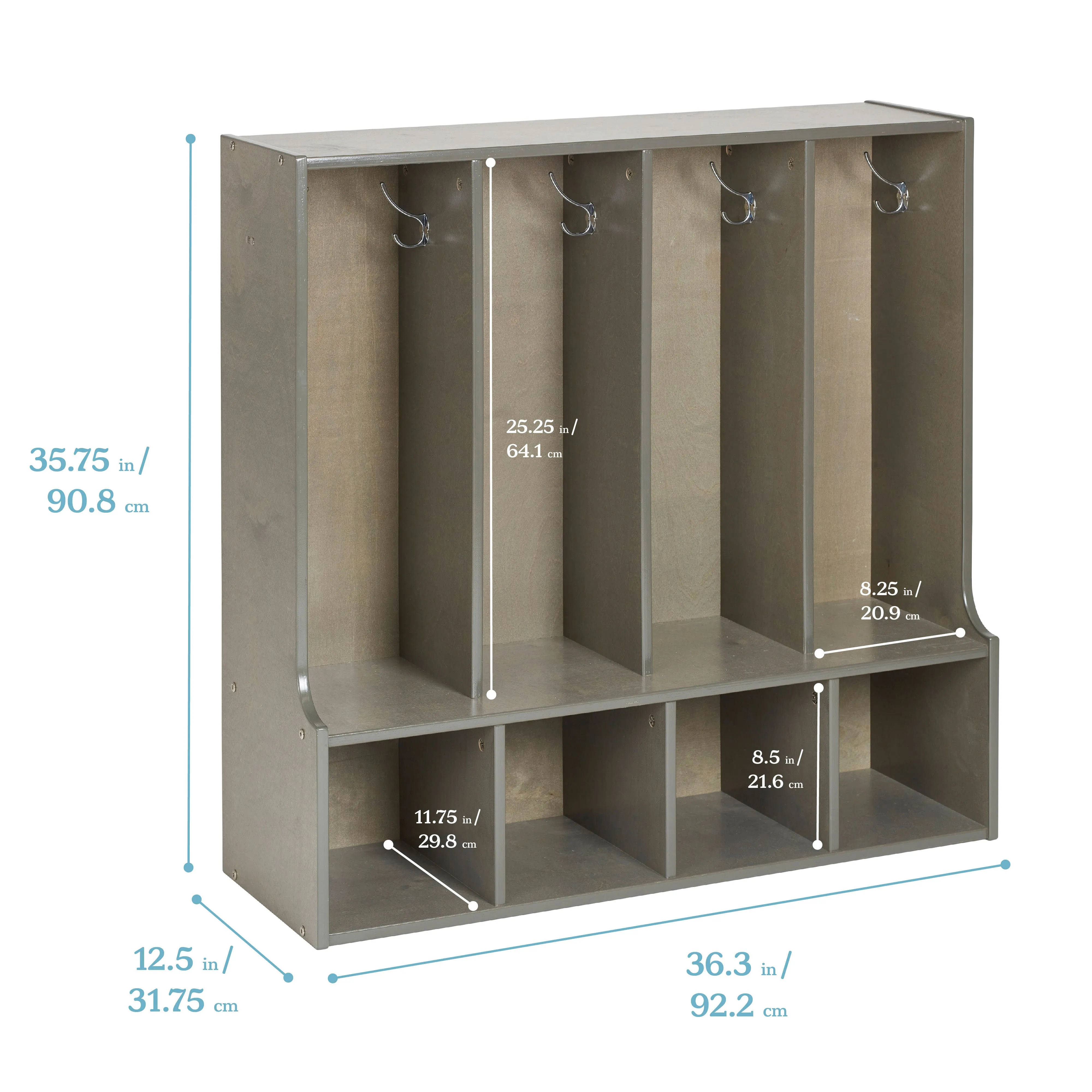 Streamline 4-Section Toddler Coat Locker with Bench