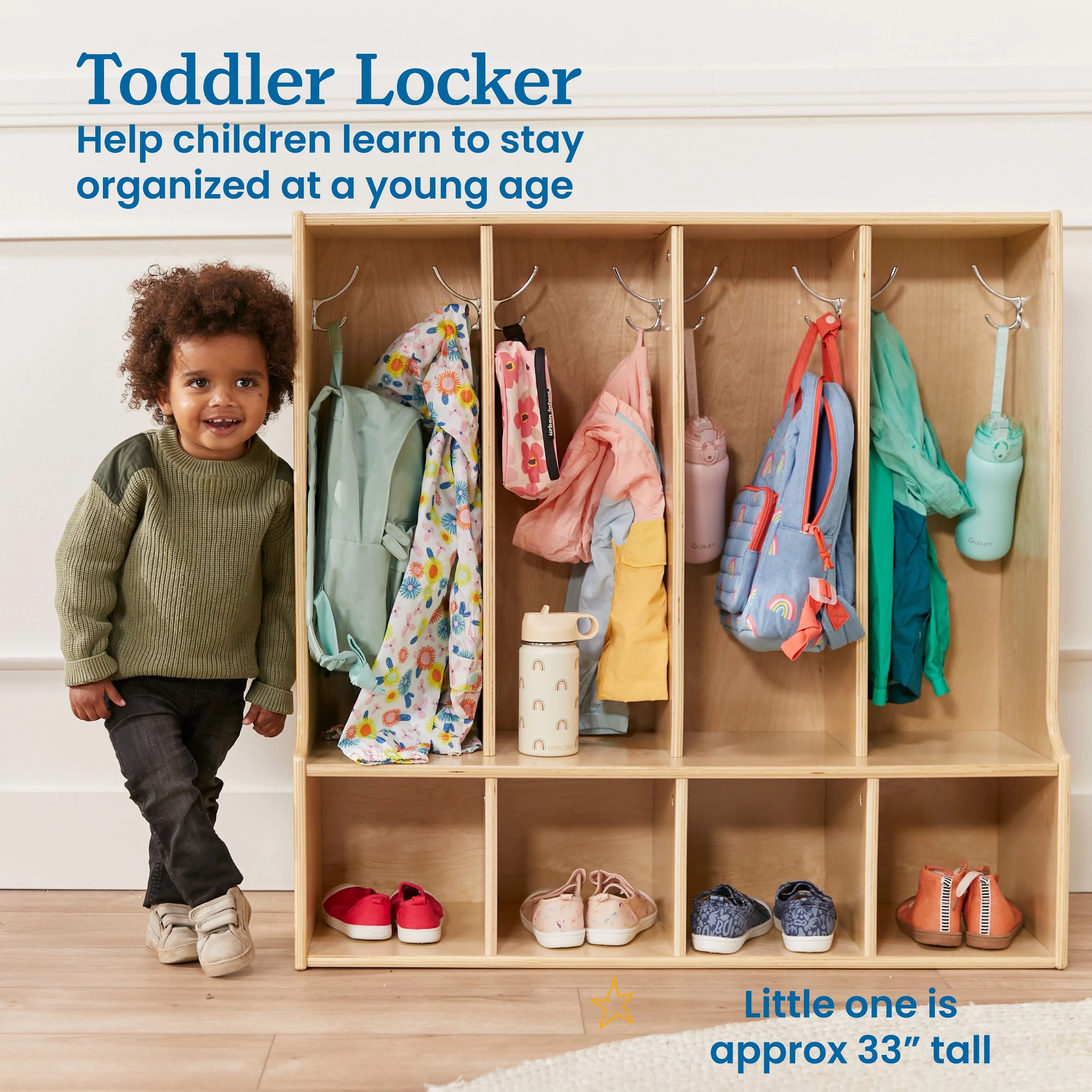 Streamline 4-Section Toddler Coat Locker with Bench