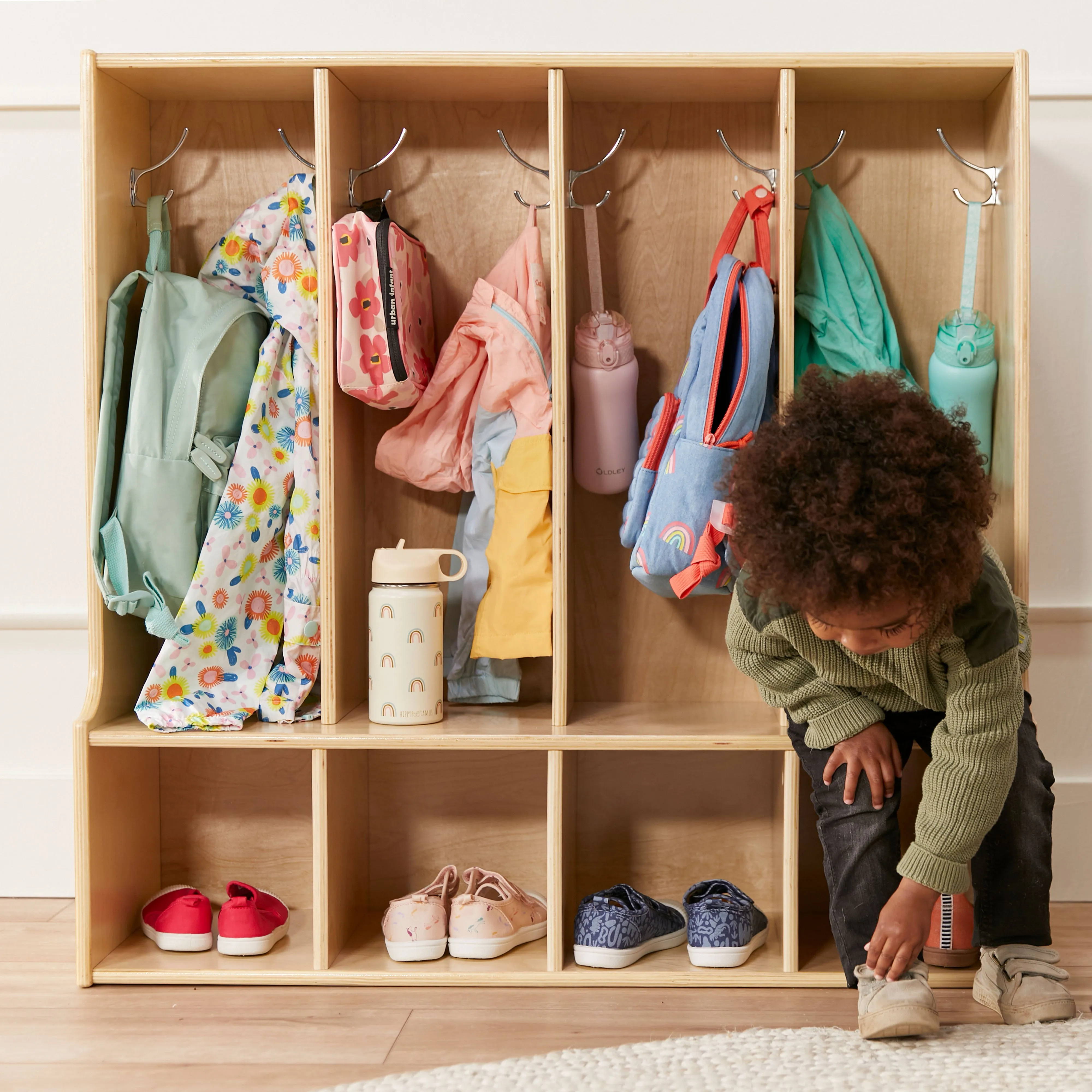 Streamline 4-Section Toddler Coat Locker with Bench