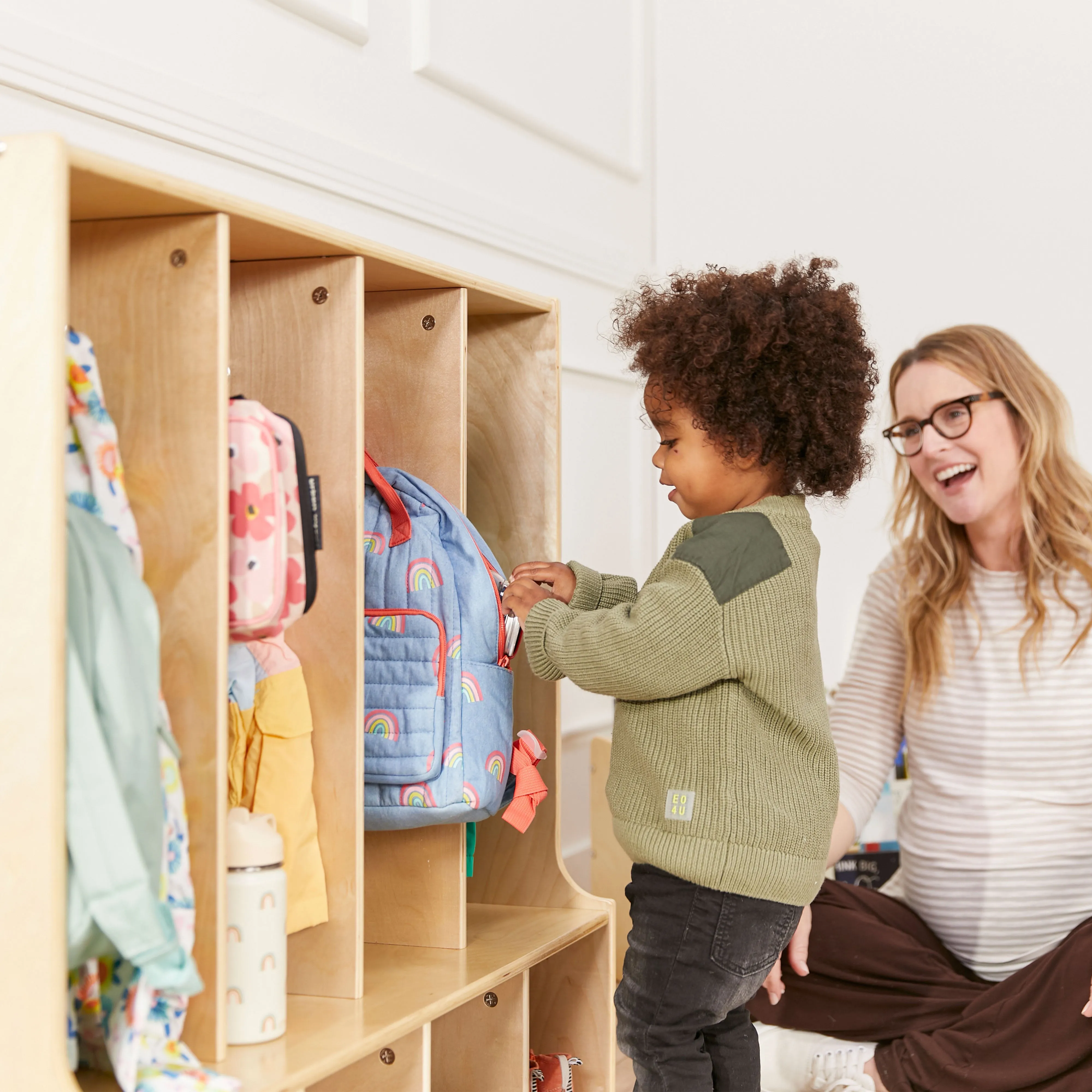 Streamline 4-Section Toddler Coat Locker with Bench