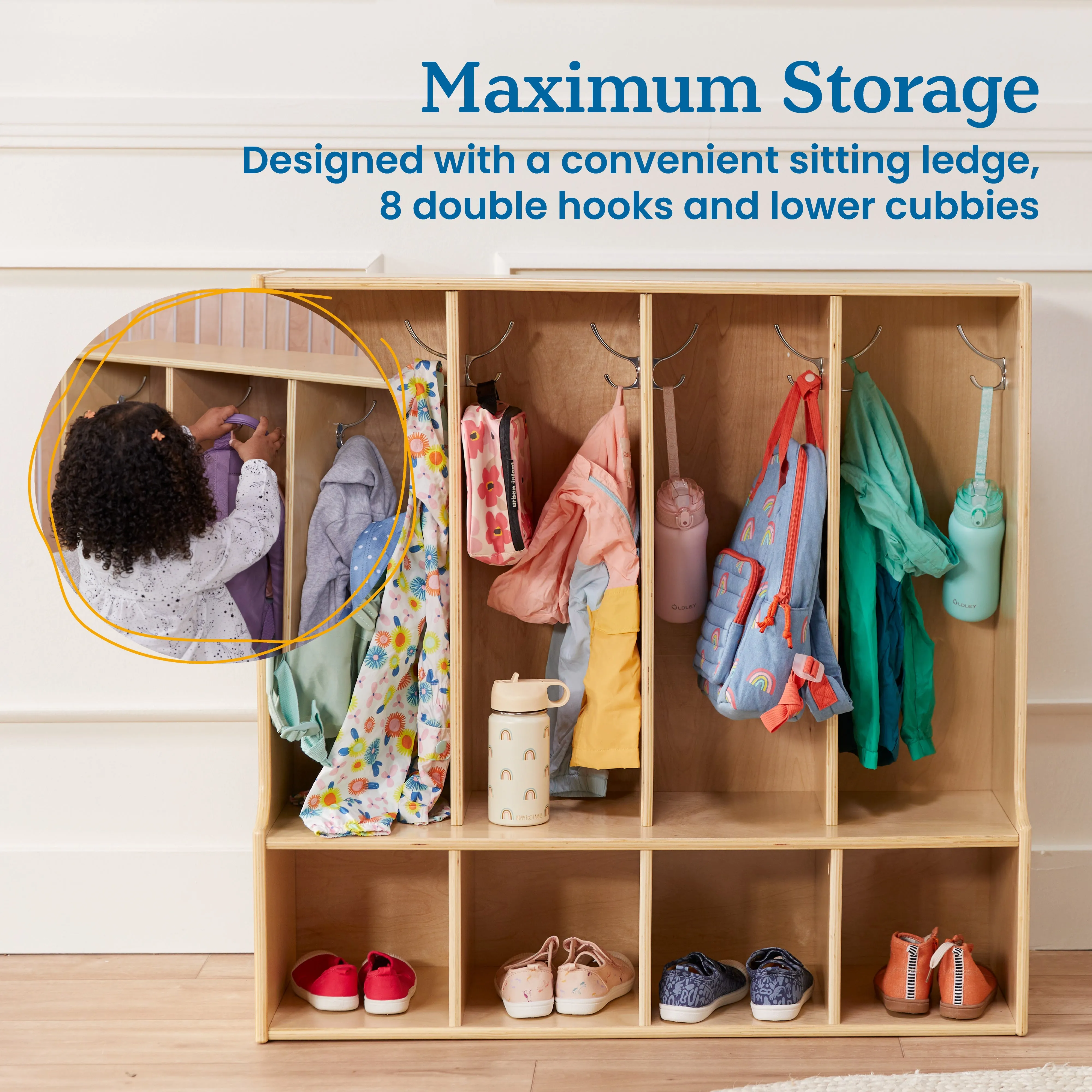 Streamline 4-Section Toddler Coat Locker with Bench