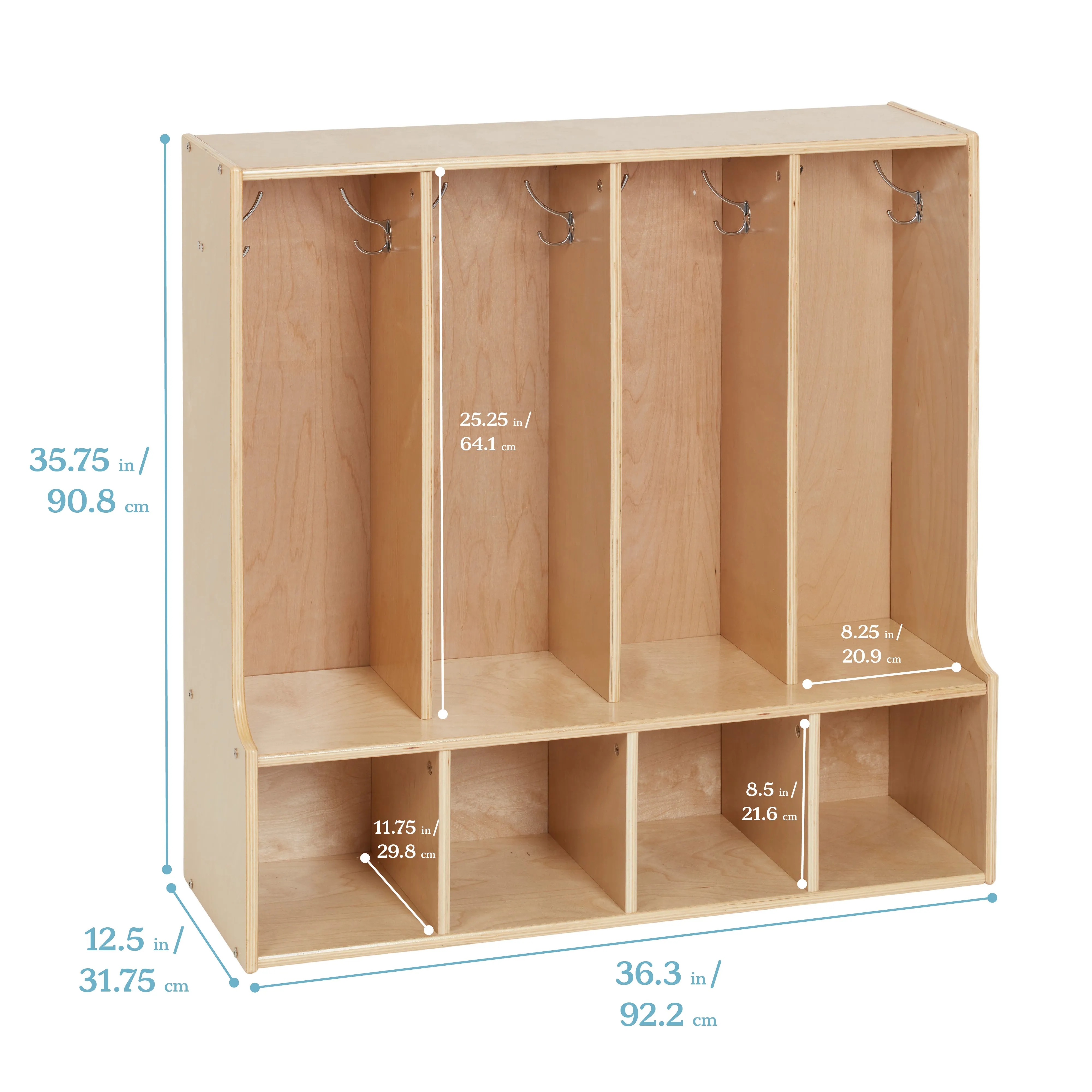 Streamline 4-Section Toddler Coat Locker with Bench