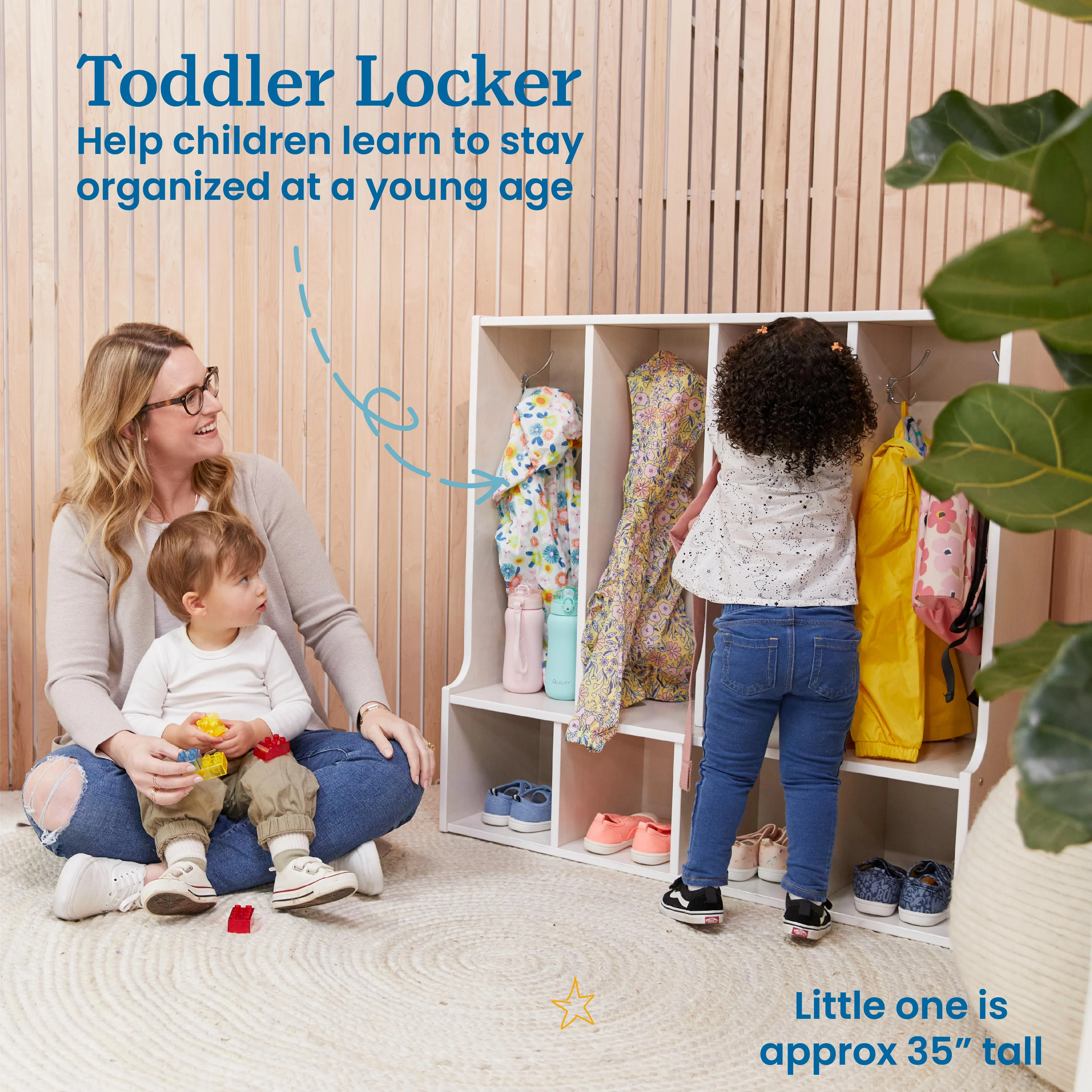 Streamline 4-Section Toddler Coat Locker with Bench