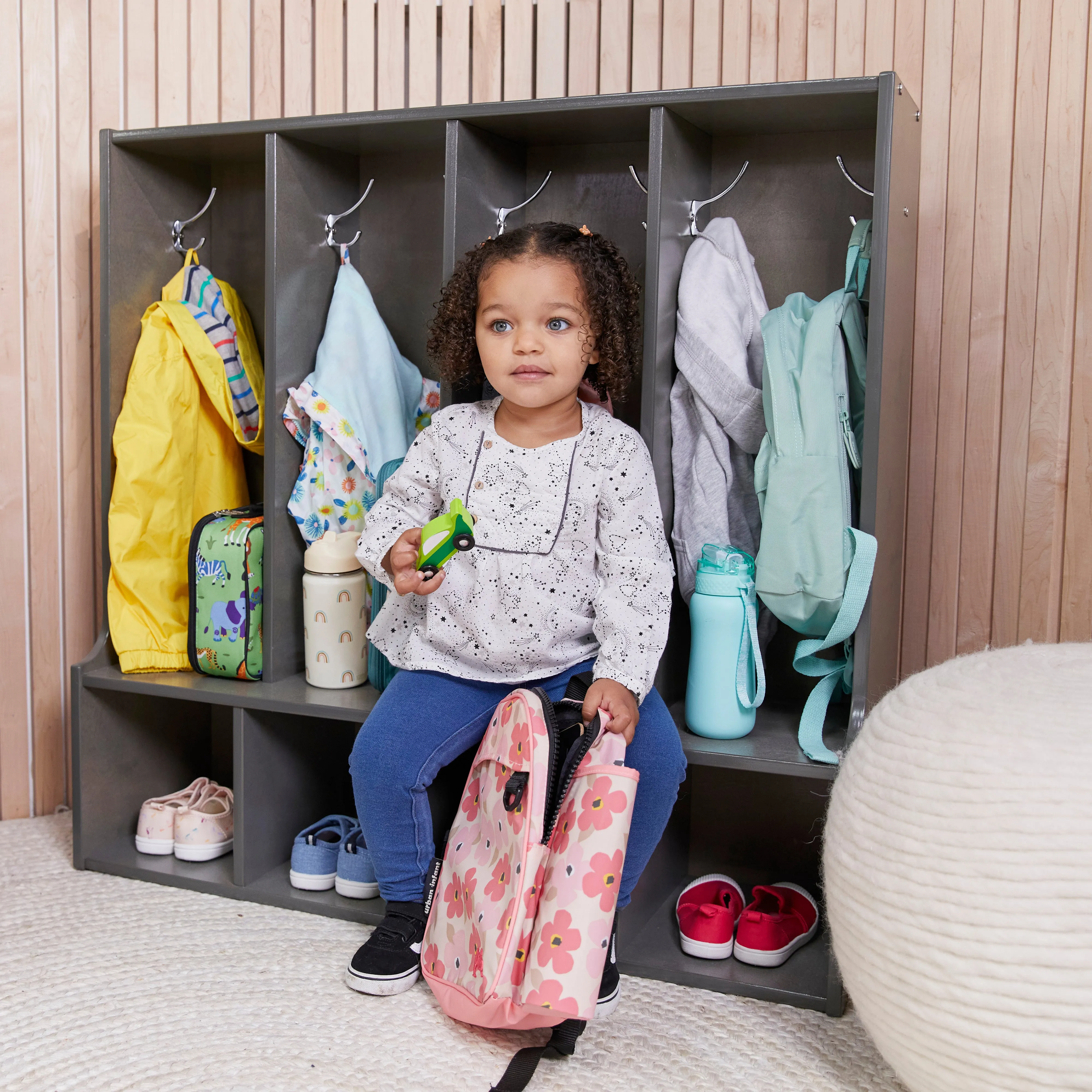 Streamline 4-Section Toddler Coat Locker with Bench