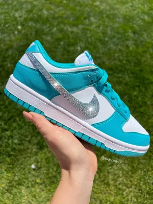 Teal Swarovski Womens Nike Dunk Shoes