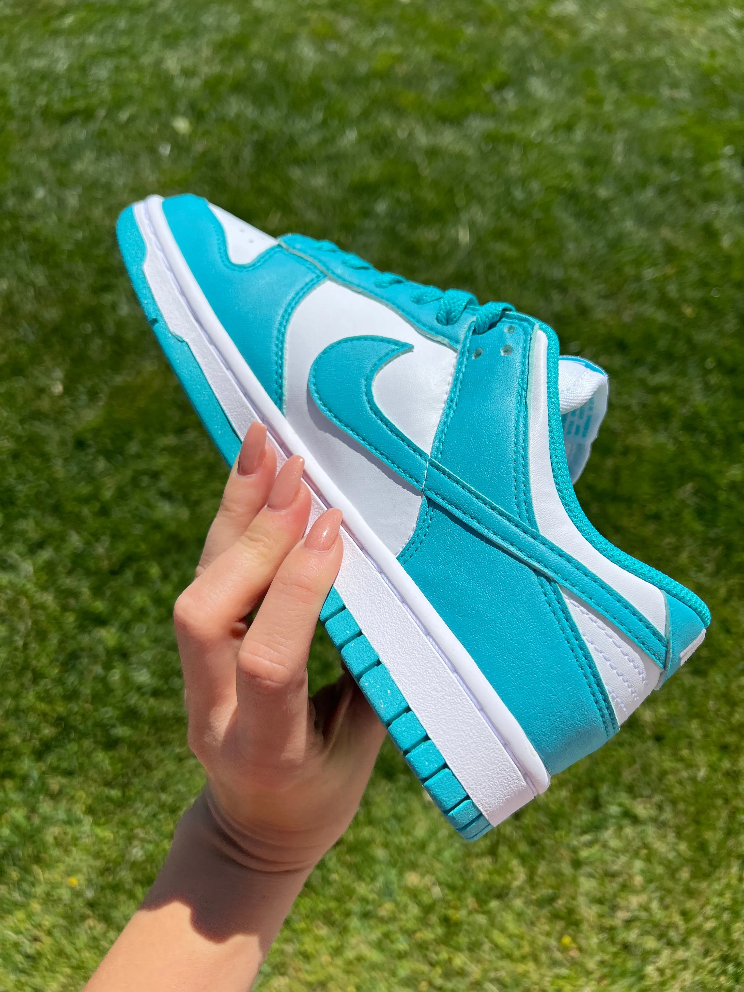 Teal Swarovski Womens Nike Dunk Shoes