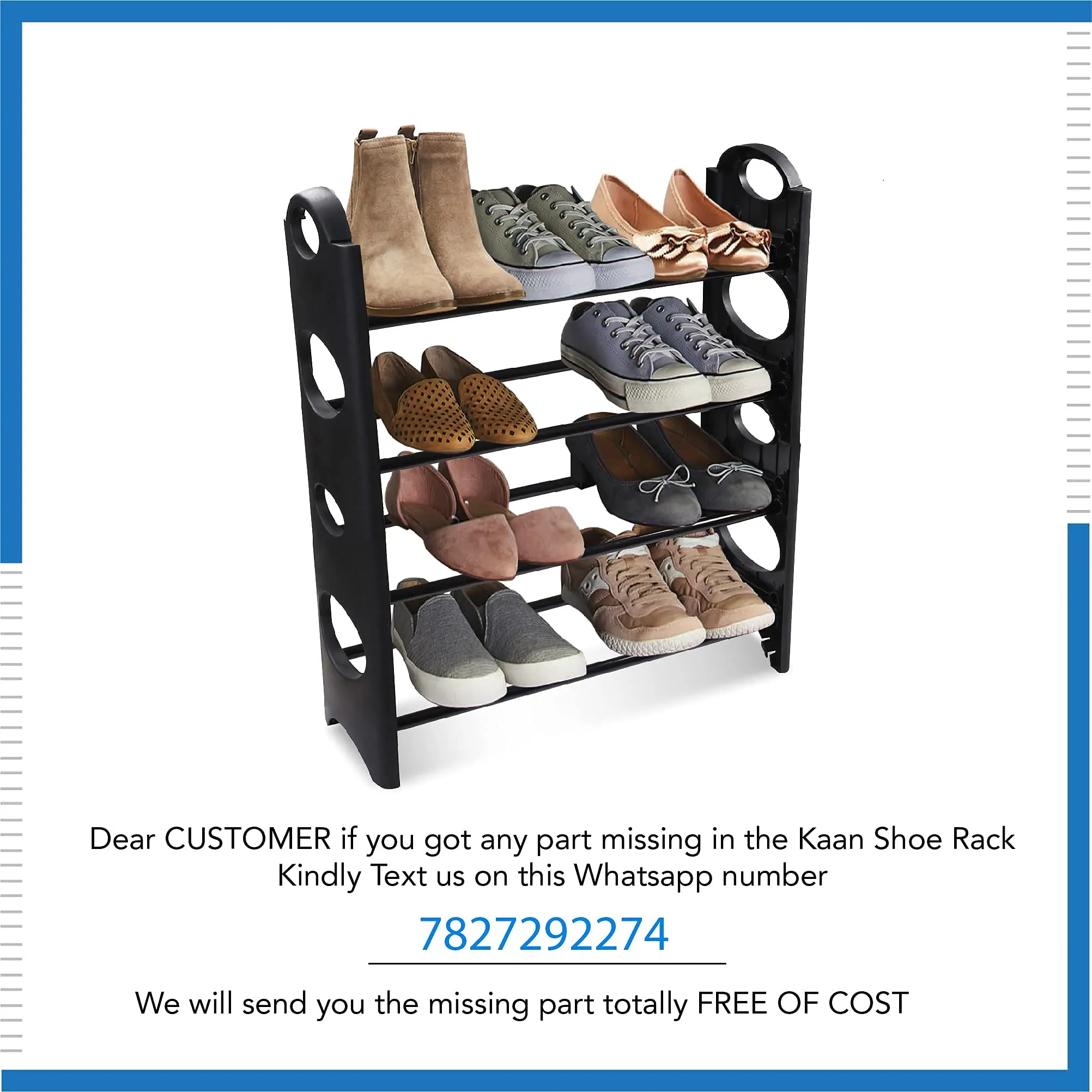 TNT THE NEXT TREND) Multipurpose 4 Shelves Shoe Rack, Foldable,12 Pairs, Metal & Plastic (Rustproof, Black)