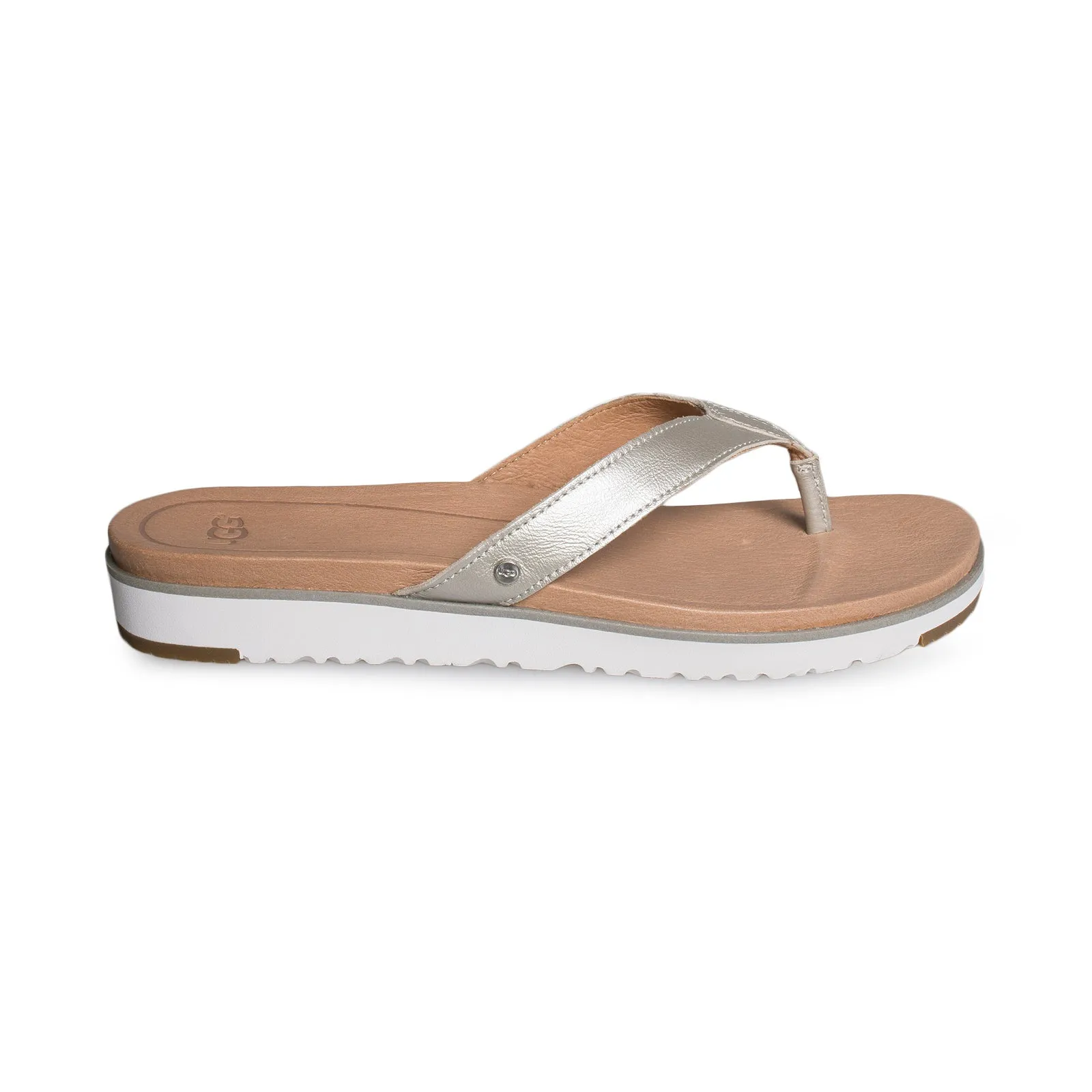 UGG Lorrie Metallic Silver Flip Flops - Women's