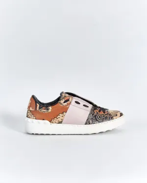 Valentino floral print 'rockstud' sneakers, brown, 40