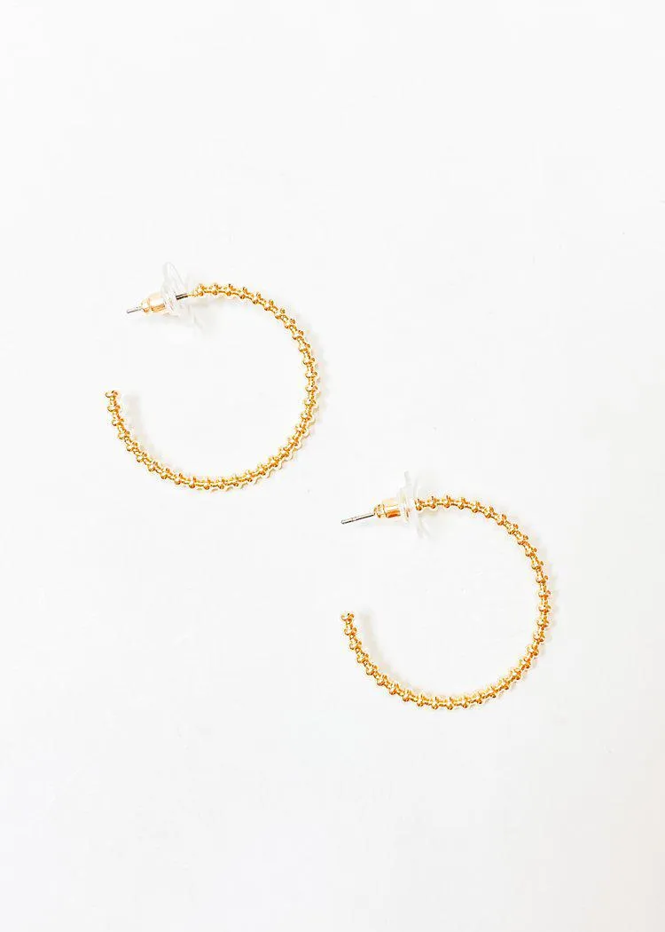 Viacha Beaded Hoop - Gold