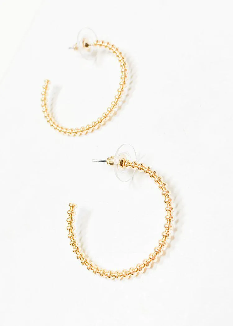 Viacha Beaded Hoop - Gold