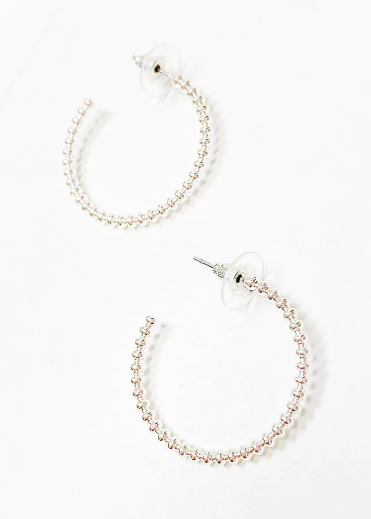 Viacha Beaded Hoop - Silver