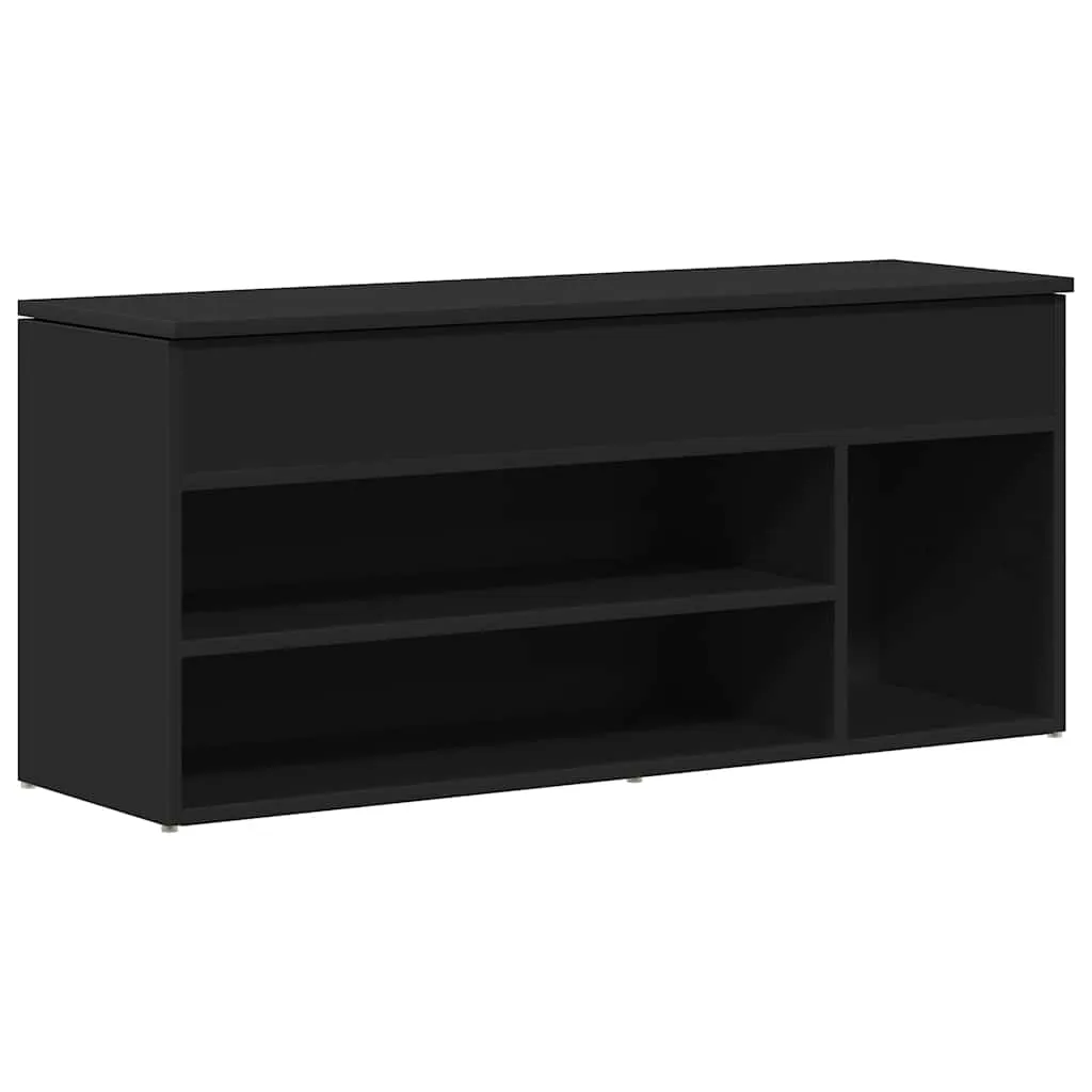 vidaXL Shoe Bench Black 102x30.5x45 cm Engineered Wood