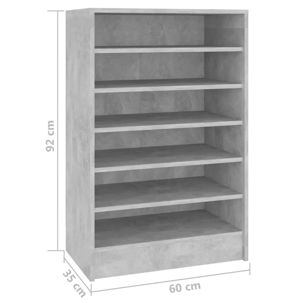 vidaXL Shoe Cabinet Concrete Grey 60x35x92 cm Engineered Wood