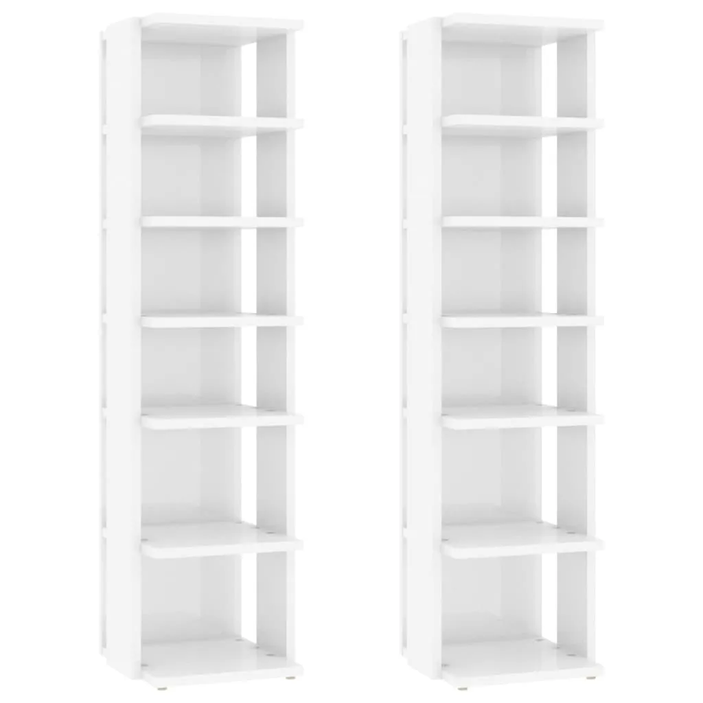 vidaXL Shoe Cabinets 2 pcs High Gloss White 27.5x27x102 cm