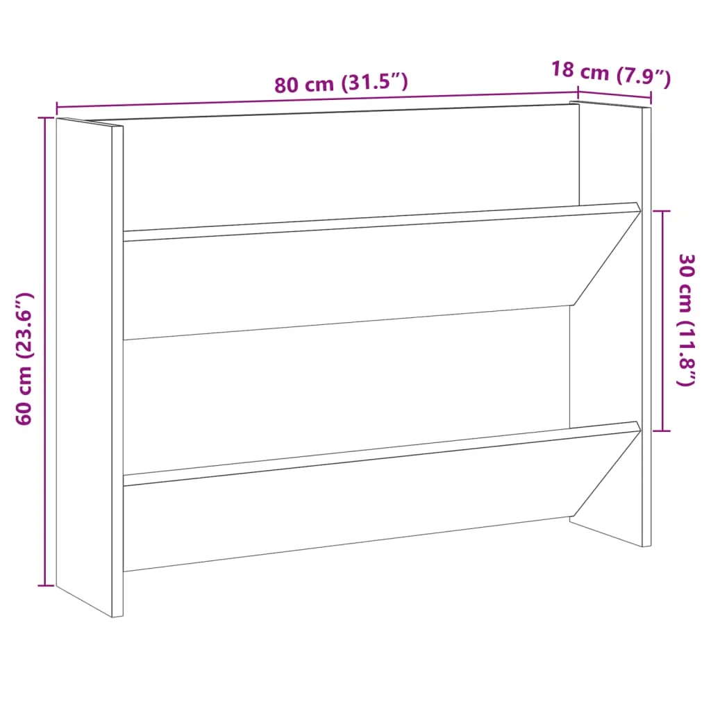 Wall Shoe Cabinet Old Wood 80x18x60 cm Engineered Wood