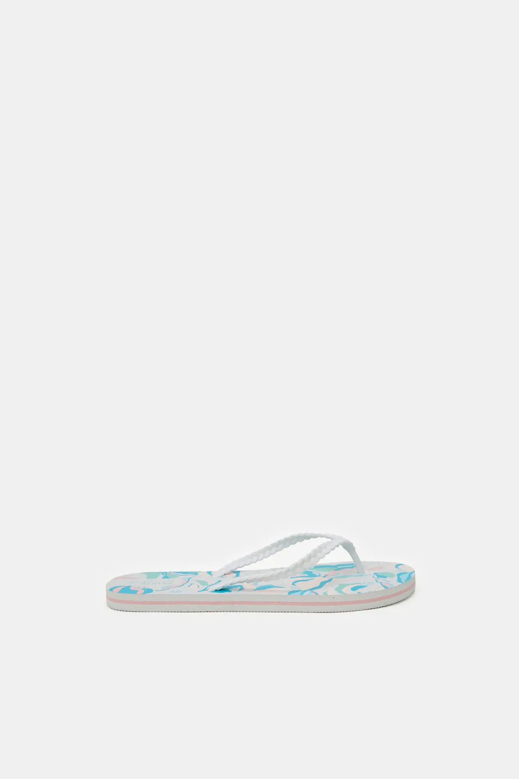 Women White Plait Upper Flip Flops