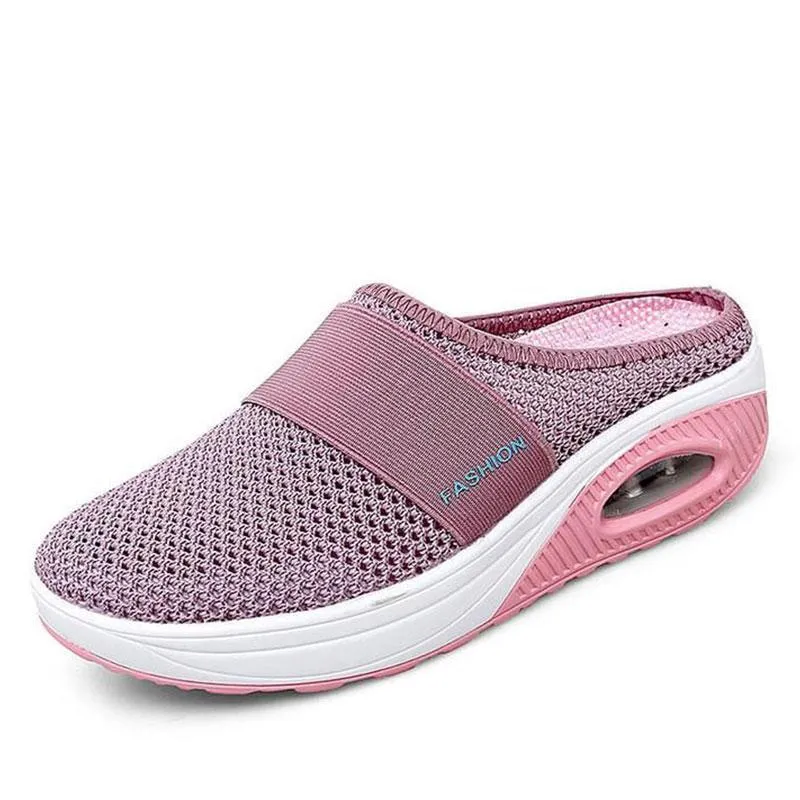 Women's breathable lightweight air cushion slip-on walking slippers