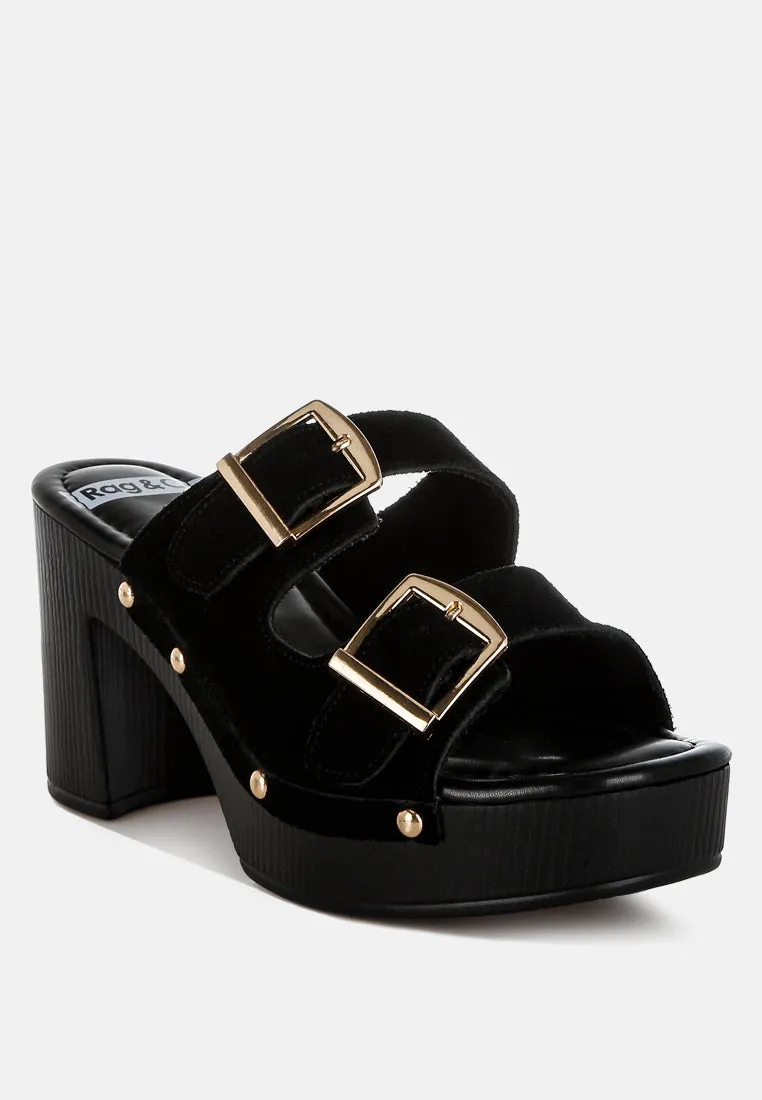 Zoane Studded Dual Buckle Platform Clogs